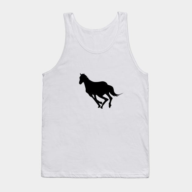 Running  horse on white background, black silhouette Tank Top by linasemenova